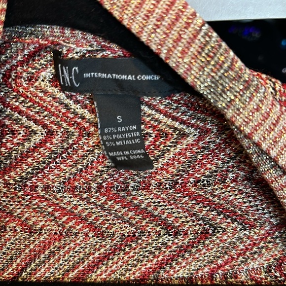 I.N.C. pink/tan/maroon chevron print long sleeve open front cardigan size S - Picture 3 of 4